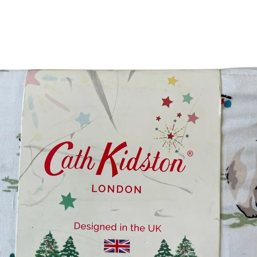 Cath Kidston London 4pc FULL Sheet Set Christmas Animals Cream Cotton NEW